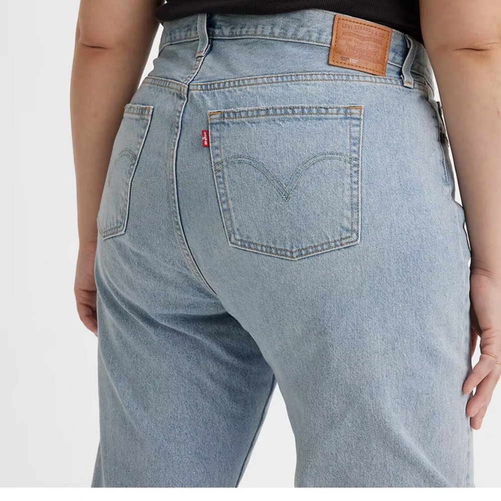 Levis 501 Plus Jeans 150th ANNIVERSARY Patchwork Fresh as a Daisy lite wash NWT - Picture 6 of 16